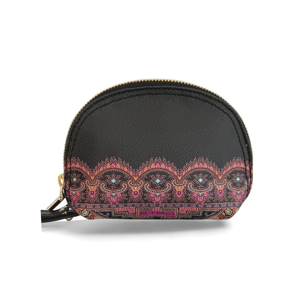 Etro Milano Paisley Print Coated Canvas Tote Bag Black + Wristlet Leather Trim - Picture 13 of 16